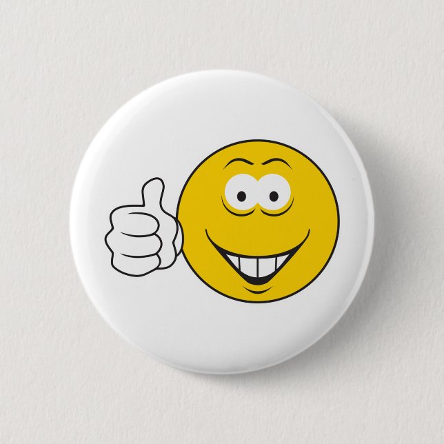 Thumbs Up Face 6 Cm Round Badge (Front)