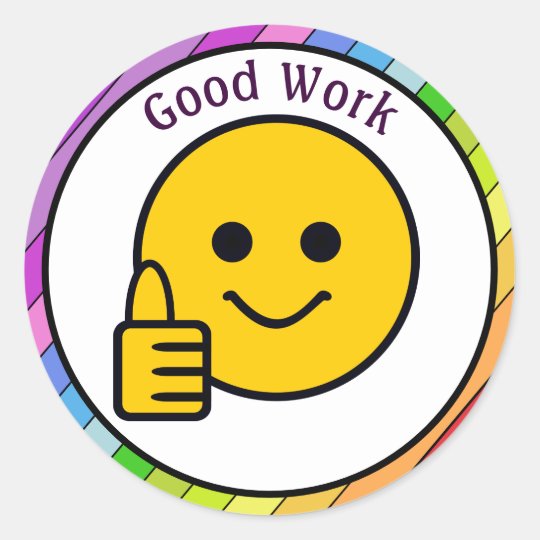 Thumbs Up Face Good Work Classic Round Sticker 