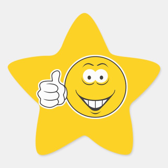 Thumbs Up Face Star Sticker (Front)
