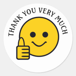 Thumbs Up Face Thank You Very Much Classic Round Sticker
