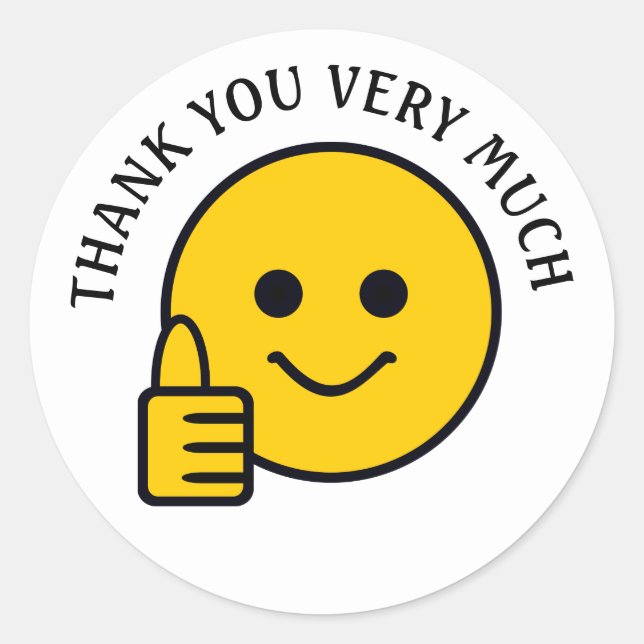 Thumbs Up Face Thank You Very Much Classic Round Sticker (Front)