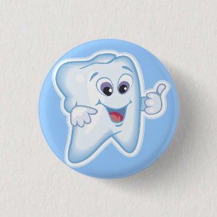 Thumbs up for dental hygiene! 3 cm round badge