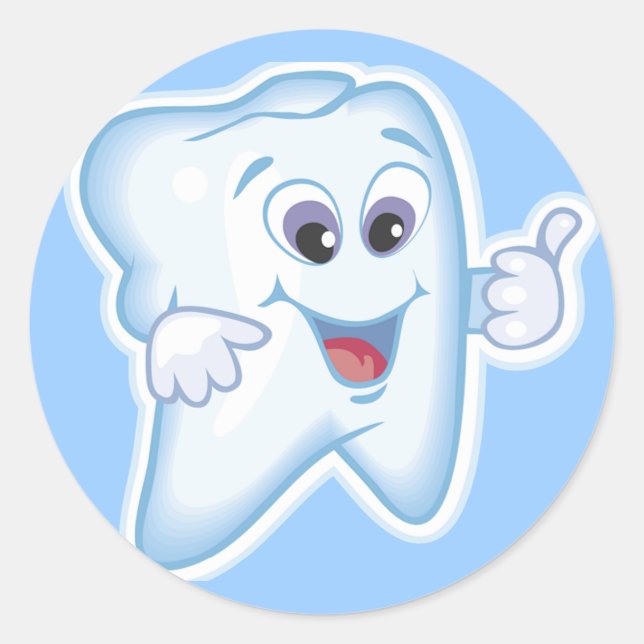 Thumbs up for dental hygiene! classic round sticker (Front)