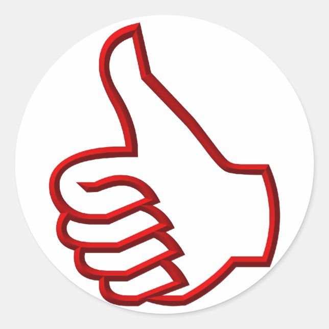 Thumbs Up hand Classic Round Sticker (Front)