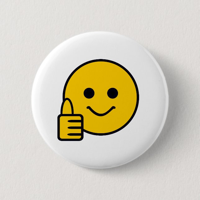 Thumbs Up Happy Yellow Face 6 Cm Round Badge (Front)