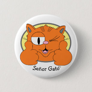 Thumbs Up Moustache Cat Winking Cartoon Cat 6 Cm Round Badge