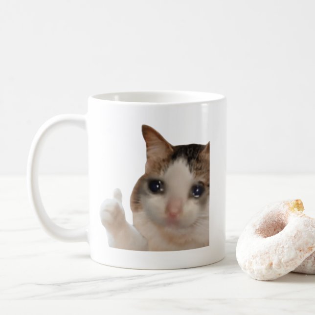 Thumbs Up Ok Cat Meme Mug Double Sided (With Donut)