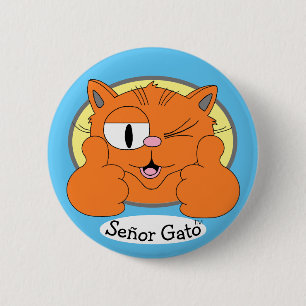Thumbs Up Señor Gato Winking Cartoon Cat 6 Cm Round Badge