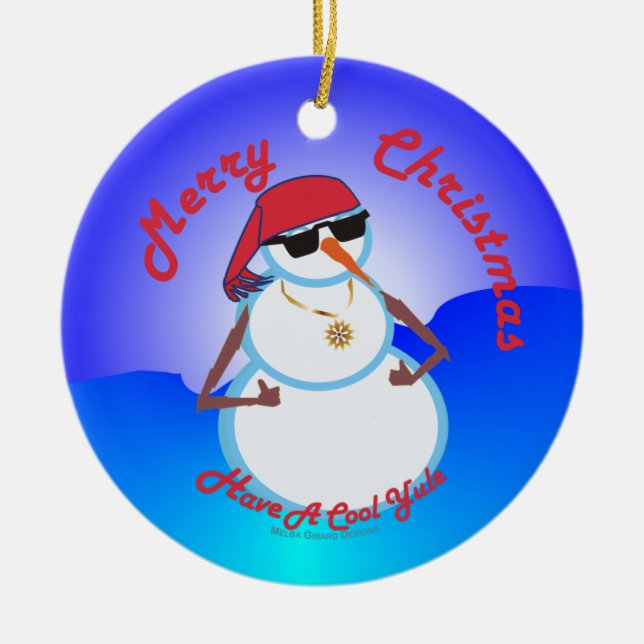 Thumbs Up Snowman Ceramic Tree Decoration (Front)