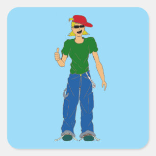 thumbs up square sticker