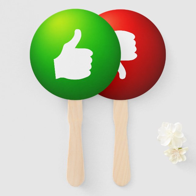 Thumbs Up Thumbs Down Game Paddle Sign Hand Fan (Front and Back)