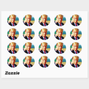 Thumb's Up Trump Patriotic Oil Painting Classic Round Sticker