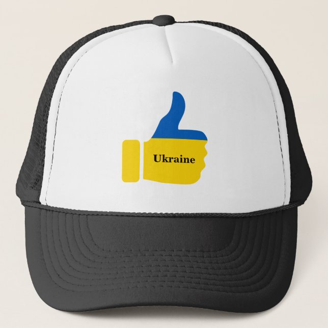 Thumbs Up Ukraine Trucker Hat (Front)