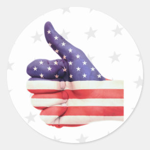 Thumbs Up USA Classic Round Sticker