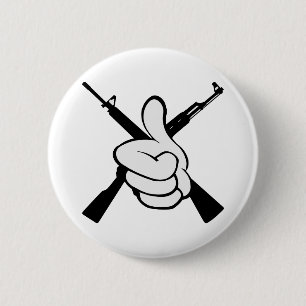 Thumbs Up W Crossed Rifles 6 Cm Round Badge