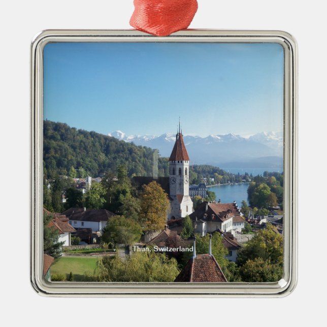 Thun, Switzerland landscape Metal Tree Decoration (Front)