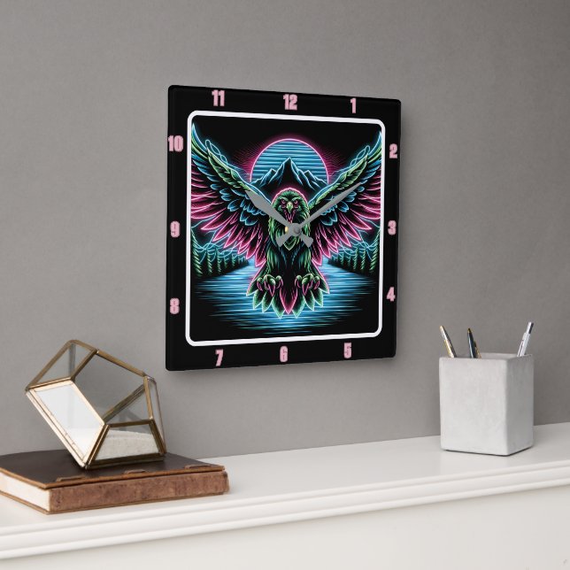 Thunder Falcon Luminous Timepiece Square Wall Clock (Office)