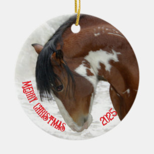 Thunder in Snow Horse Christmas Ceramic Tree Decoration