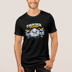 Thunder Pump Storm Mascot – Angry Cloud Gym Power Tri-Blend Shirt