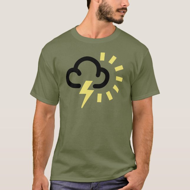 Thunder Storm: Retro weather forecast symbol T-Shirt (Front)