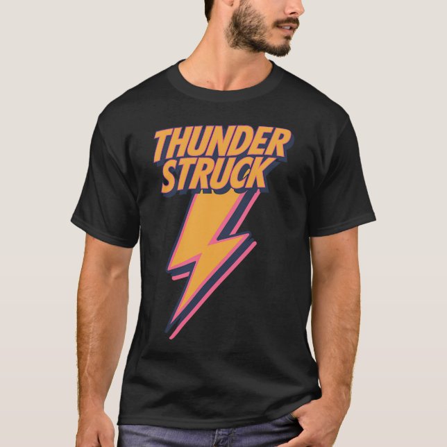 Thunder Struck Retro Lightning Bolt â€“ Bold 80s R T-Shirt (Front)
