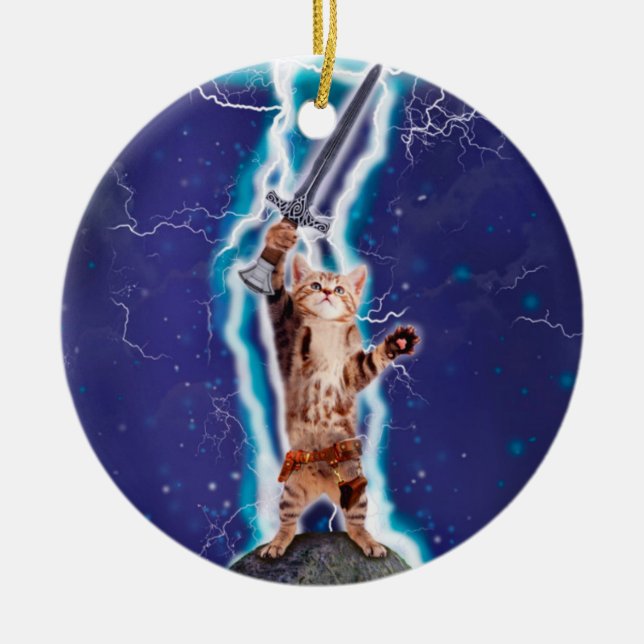 Thunder warrior cat ceramic tree decoration (Front)