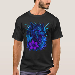Thunder Wolf Neon Fantasy Art T-Shirt