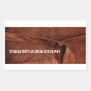 THUNDERATION! old-timey white font on Suede Photo Rectangular Sticker