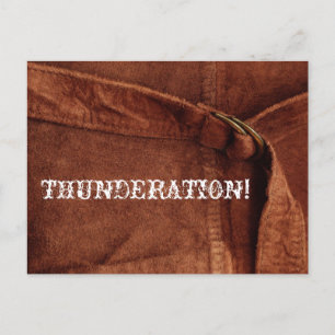 THUNDERATION! old-timey white text on Suede Photo Postcard