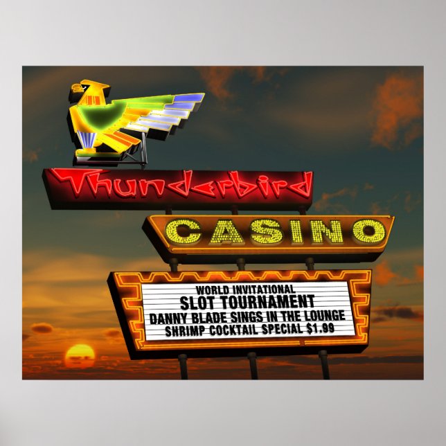 Thunderbird Casino Sign Las Vegas Retro Poster (Front)