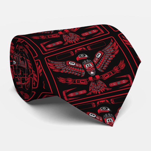 Thunderbird Native American Indian Symbol Tie (Rolled)