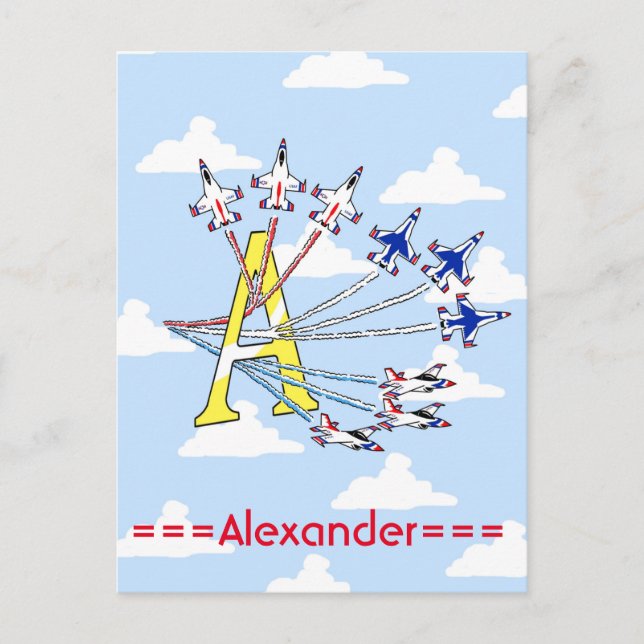 Thunderbirds Blue Sky Initial A Postcard (Front)