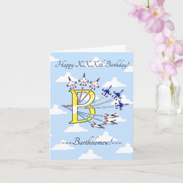 Thunderbirds Blue Sky Initial B Birthday Card (Orchid)