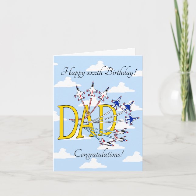 Thunderbirds Dad Customisable Birthday Blue Sky  Card (Front)