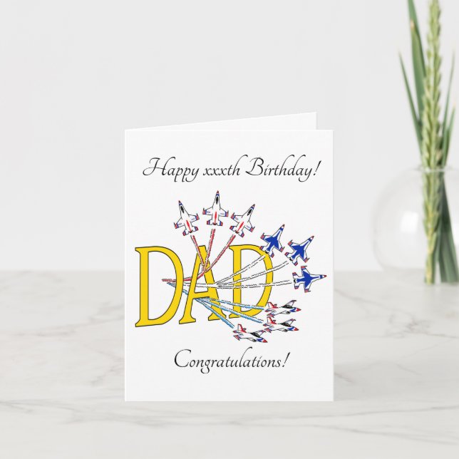 Thunderbirds Dad Customisable Birthday Plain Card (Front)
