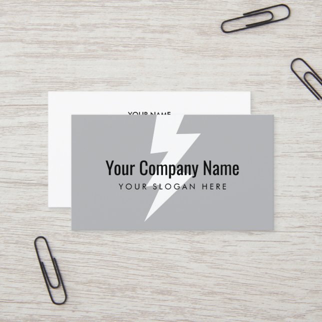 Thunderbolt strike logo business card template (Front/Back In Situ)
