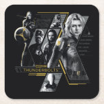 Thunderbolts* | Group Graphic Square Paper Coaster<br><div class="desc">Featuring the likeness of: Wyatt Russell, David Harbour, Sebastian Stan, Lewis Pullman, and Florence Pugh| Keep the Thunderbolts* close with this sharp, multi-panel design. Combining halftone textures with bold gold highlights, this graphic captures the identities of the MCU's most talented anti-heroes. It’s a sleek, tech-inspired look that fits perfectly on...</div>