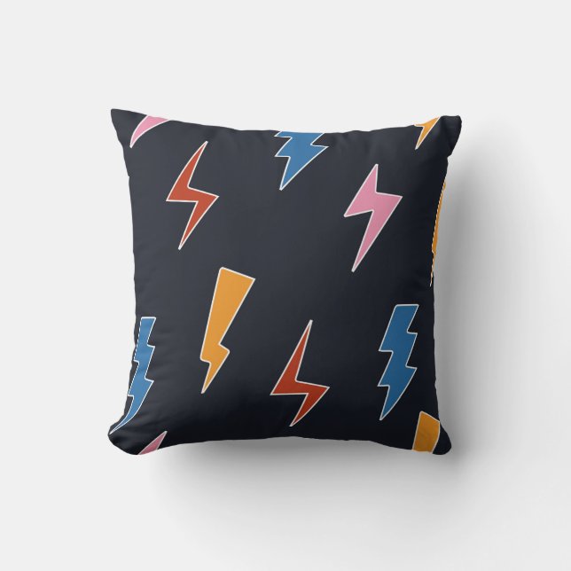 Thunderbolts seamless pattern,hand drawn lightning cushion (Front)