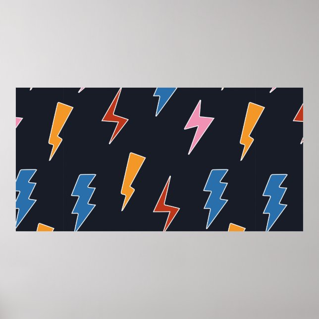 Thunderbolts seamless pattern,hand drawn lightning poster (Front)