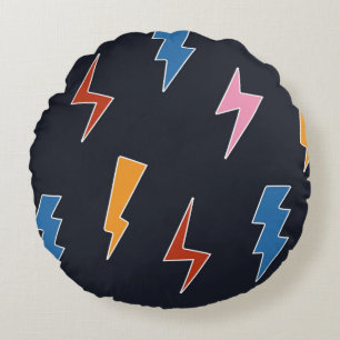 Thunderbolts seamless pattern,hand drawn lightning round cushion
