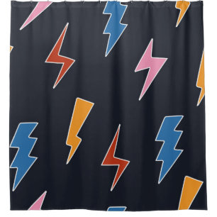 Thunderbolts seamless pattern,hand drawn lightning shower curtain