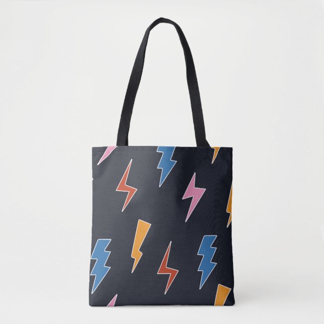 Thunderbolts seamless pattern,hand drawn lightning tote bag (Front)
