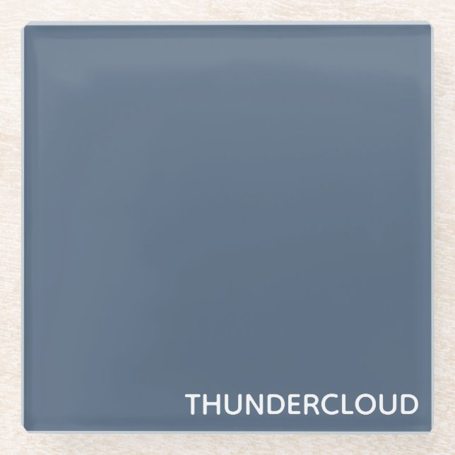 Thundercloud Blue-grey Colour Name Glass Coaster (Front)
