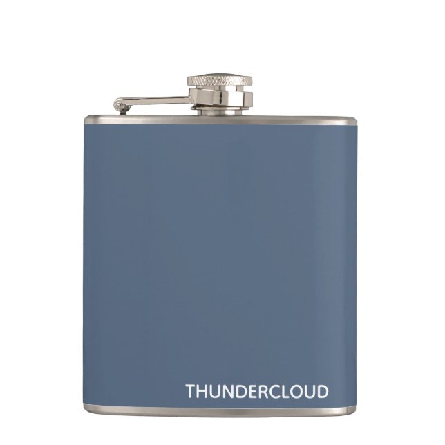 Thundercloud Blue-grey Colour Name Hip Flask (Front)
