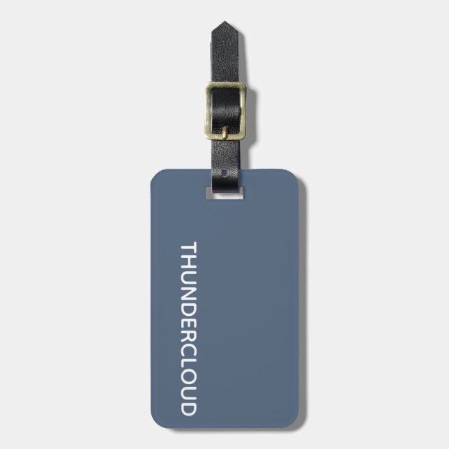 Thundercloud Blue-grey Colour Name Luggage Tag (Front Vertical)