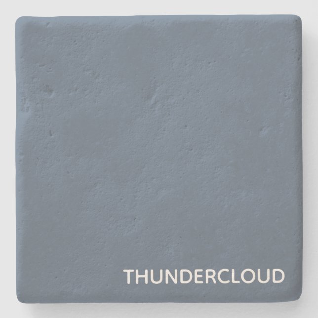 Thundercloud Blue-grey Colour Name Stone Coaster (Front)