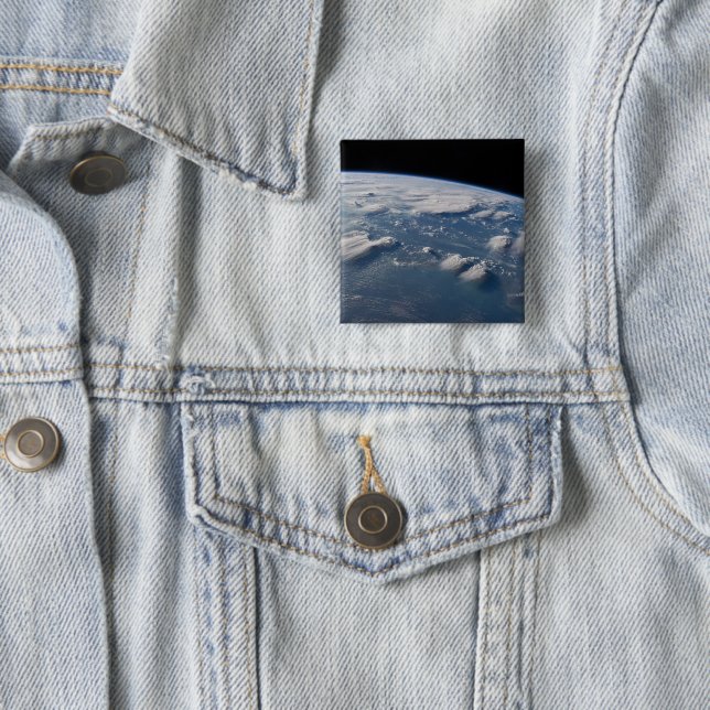 Thunderhead Anvils Of Earth Onto Southern Borneo. 15 Cm Square Badge (In Situ)