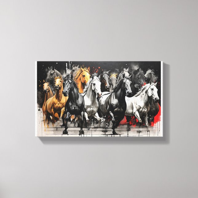 Thundering Hooves - Dynamic Horse Herd Canvas Print (Front)