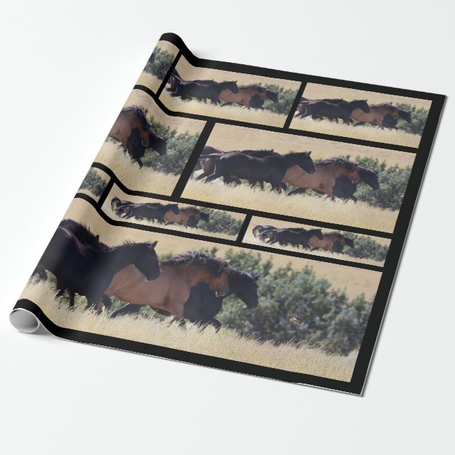Thundering Mustangs Wrapping Paper (Unrolled)