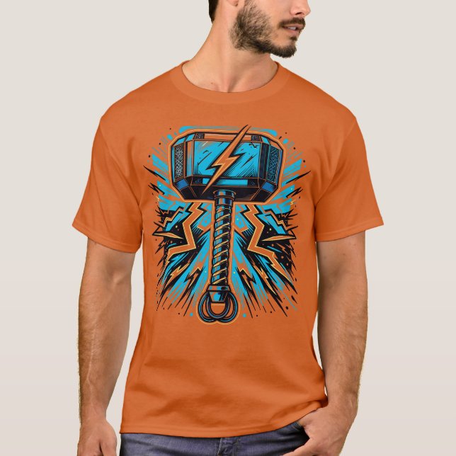 Thunderous Mjolnir SuperheroInspired Hammer T-Shirt (Front)